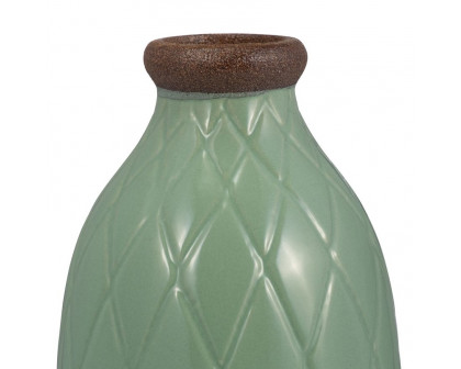 Sagebrook 9" Ceramic Plaid Textured Vase - Dark Sage