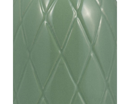 Sagebrook 9" Ceramic Plaid Textured Vase - Dark Sage