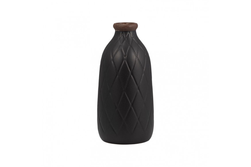 Sagebrook™ 9" Ceramic Plaid Textured Vase - Black