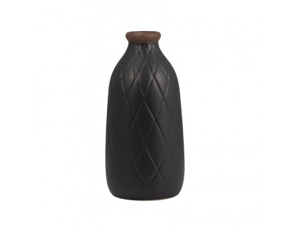 Sagebrook™ 9" Ceramic Plaid Textured Vase - Black