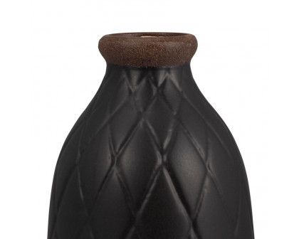 Sagebrook™ 9" Ceramic Plaid Textured Vase - Black