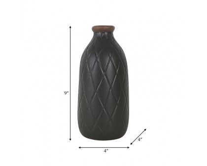 Sagebrook™ 9" Ceramic Plaid Textured Vase - Black