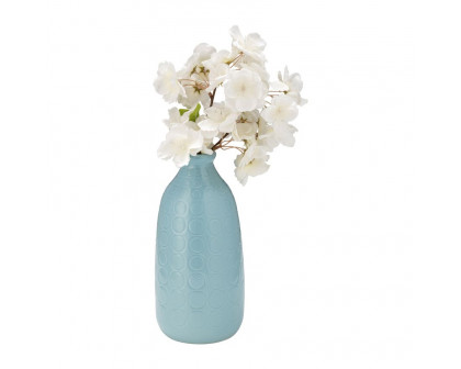 Sagebrook 9" Ceramic Circles Vase - Aqua Haze