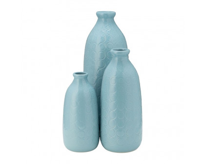 Sagebrook 9" Ceramic Circles Vase - Aqua Haze