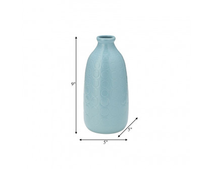 Sagebrook 9" Ceramic Circles Vase - Aqua Haze