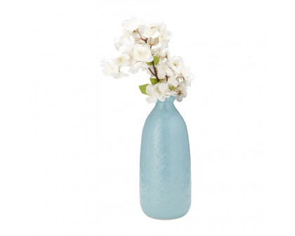 Sagebrook 12" Ceramic Circles Vase - Aqua Haze