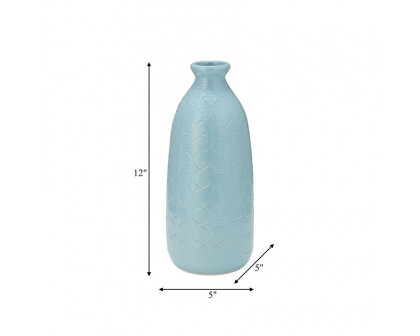 Sagebrook 12" Ceramic Circles Vase - Aqua Haze