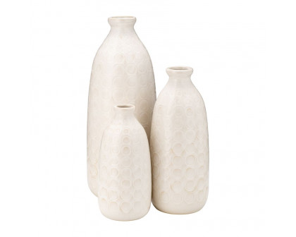 Sagebrook 9" Ceramic Circles Vase - Beige