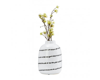 Sagebrook 9" Ceramic Spiral Dot Flower Vase - White/Black