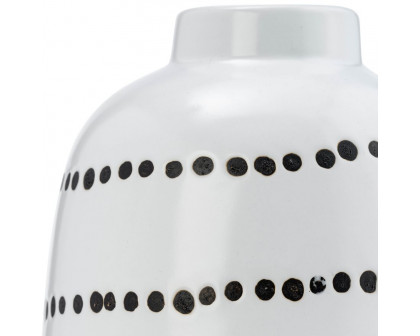 Sagebrook 9" Ceramic Spiral Dot Flower Vase - White/Black