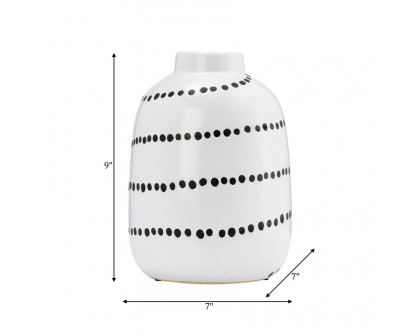 Sagebrook 9" Ceramic Spiral Dot Flower Vase - White/Black