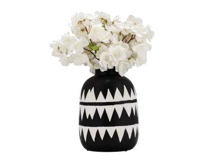 Sagebrook 9" Ceramic Tribal Flower Vase - Black/White