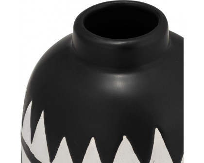 Sagebrook 9" Ceramic Tribal Flower Vase - Black/White