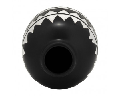 Sagebrook 9" Ceramic Tribal Flower Vase - Black/White