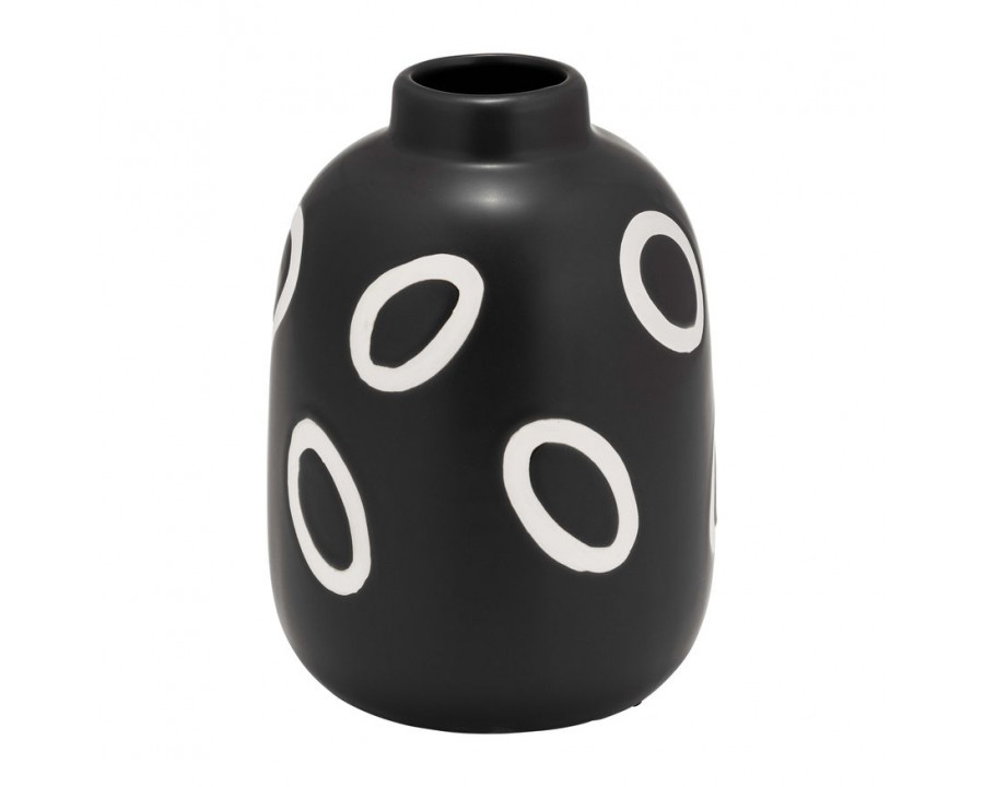 Sagebrook 9" Ceramic Funky Bubble Flower Vase - Black/White