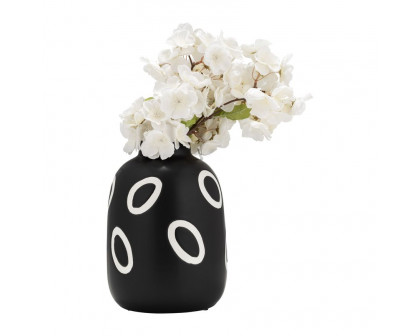 Sagebrook 9" Ceramic Funky Bubble Flower Vase - Black/White