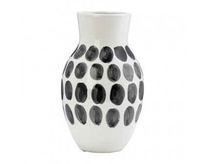 Sagebrook 10" Ceramic Black Polk-a-dot Flower Vase