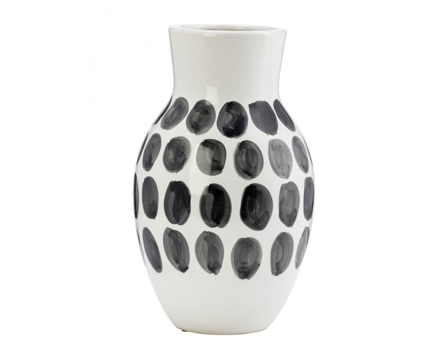 Sagebrook 10" Ceramic Black Polk-a-dot Flower Vase - White