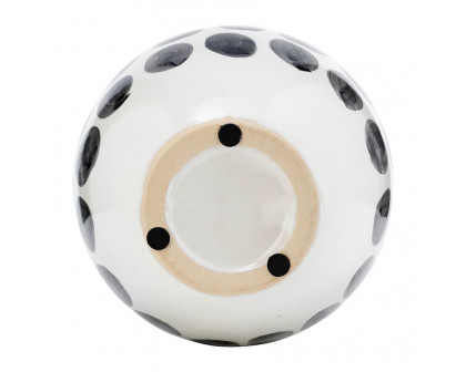 Sagebrook 10" Ceramic Black Polk-a-dot Flower Vase - White