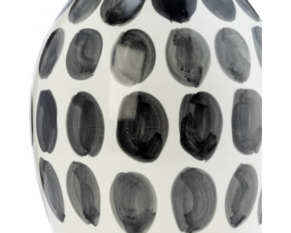 Sagebrook 10" Ceramic Black Polk-a-dot Flower Vase - White