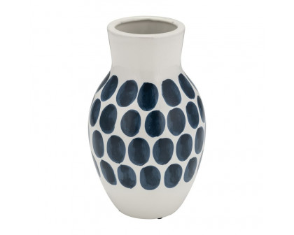 Sagebrook 10" Ceramic Black Polk-a-dot Flower Vase