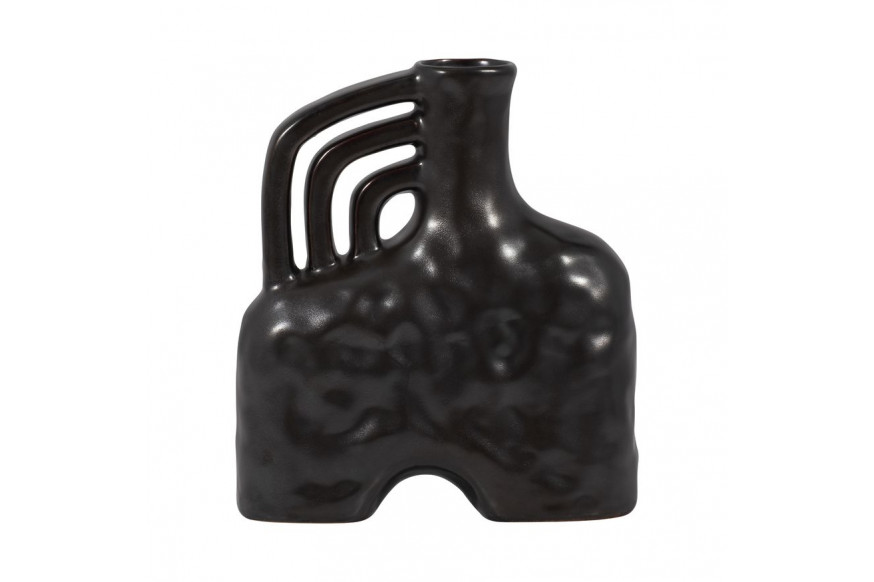 Sagebrook™ 8" Ceramic Metallic Triple Handle Vase - Black