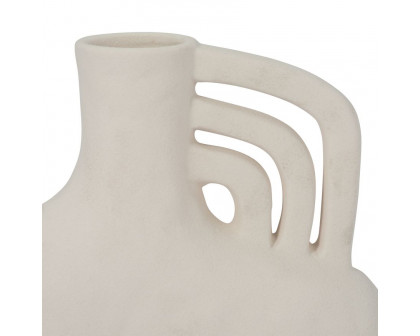 Sagebrook 8" Ceramic Rough Triple Handle Vase - Cotton