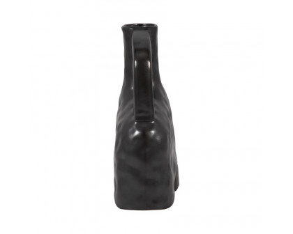 Sagebrook™ 8" Ceramic Metallic Triple Handle Vase - Black