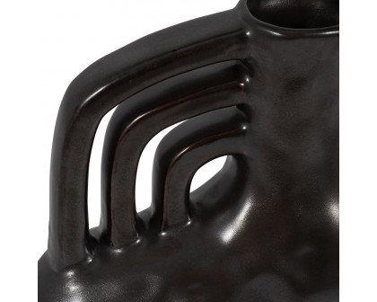 Sagebrook™ 8" Ceramic Metallic Triple Handle Vase - Black