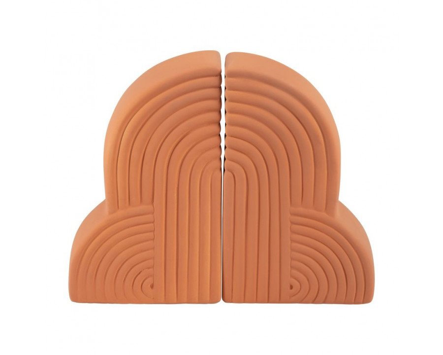 Sagebrook 13"x10" Ceramic Arches Bookends (Set Of 2) - Terracotta