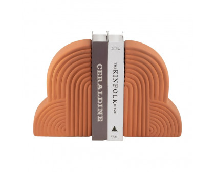 Sagebrook™ 13"x10" Ceramic Arches Bookends (Set Of 2) - Terracotta