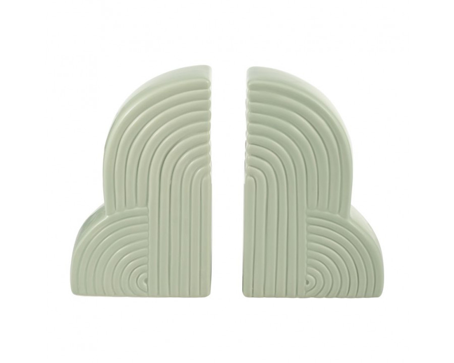 Sagebrook 13"x10" Ceramic Arches Bookends (Set Of 2) - Cucumber