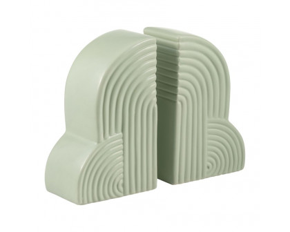 Sagebrook 13"x10" Ceramic Arches Bookends (Set Of 2) - Cucumber