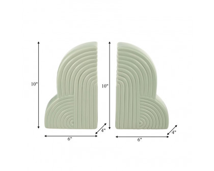 Sagebrook 13"x10" Ceramic Arches Bookends (Set Of 2) - Cucumber