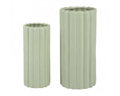 Sagebrook 10"/13" Ceramic Ribbed Vases (Set Of 2)