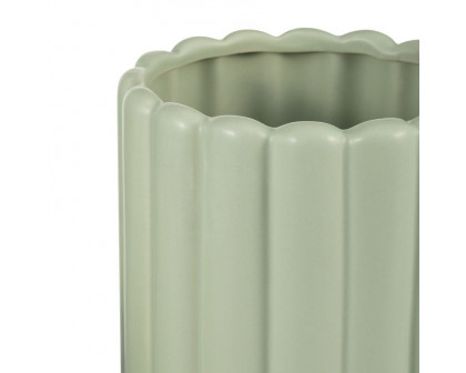 Sagebrook 10"/13" Ceramic Ribbed Vases (Set Of 2) - Cucumber