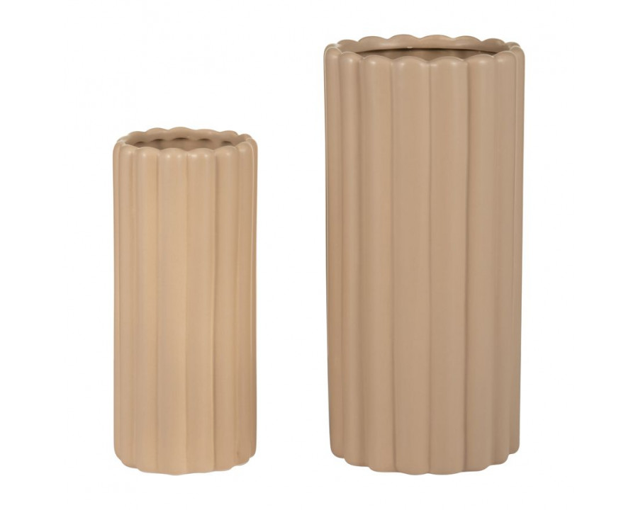 Sagebrook 10"/13" Ceramic Ribbed Vases (Set Of 2)