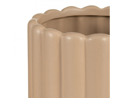 Sagebrook 10"/13" Ceramic Ribbed Vases (Set Of 2) - Irish Cream