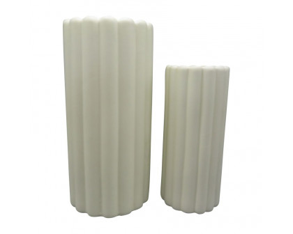 Sagebrook 10"/13" Ceramic Ribbed Vases (Set Of 2)