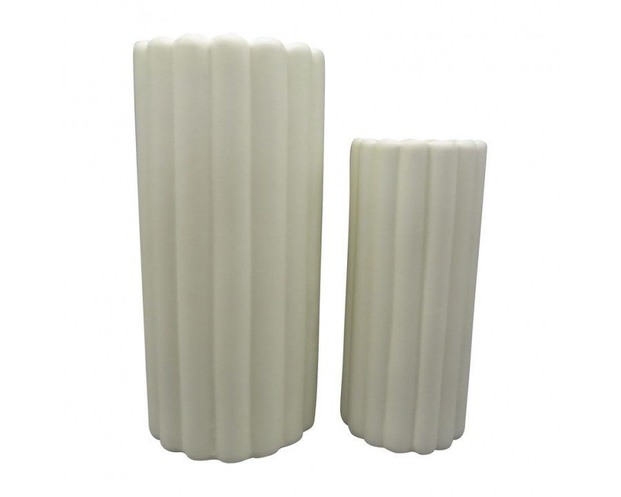 Sagebrook 10"/13" Ceramic Ribbed Vases (Set Of 2) - Cotton