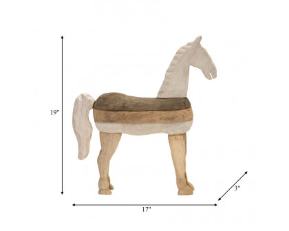 Sagebrook 19" Mango Wood Horse Sculpture - Light Brown