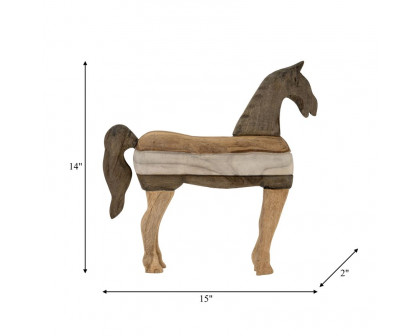 Sagebrook 15" Mango Wood Horse Sculputure - Dark Brown