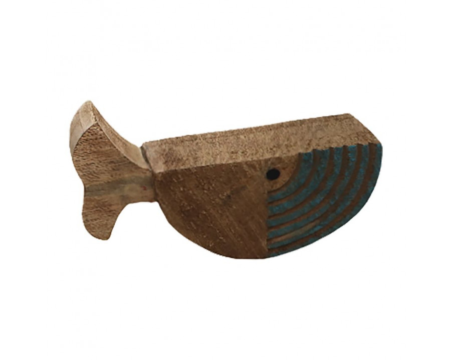 Sagebrook - 10" Mango Wood Fish Log in Brown/Blue