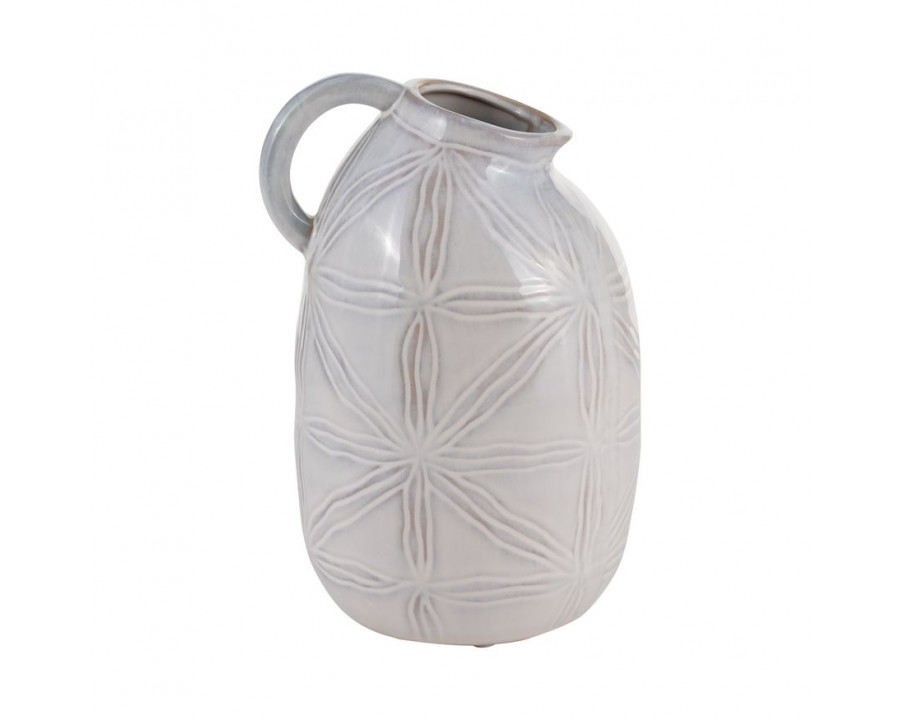 Sagebrook - 8" Ceramic Tribal Pitcher in Ivory