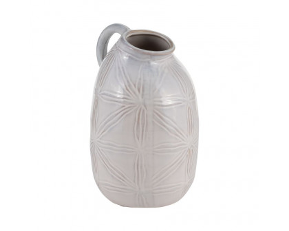 Sagebrook - 8" Ceramic Tribal Pitcher in Ivory