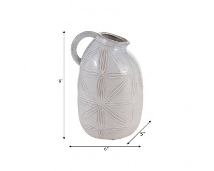 Sagebrook - 8" Ceramic Tribal Pitcher in Ivory