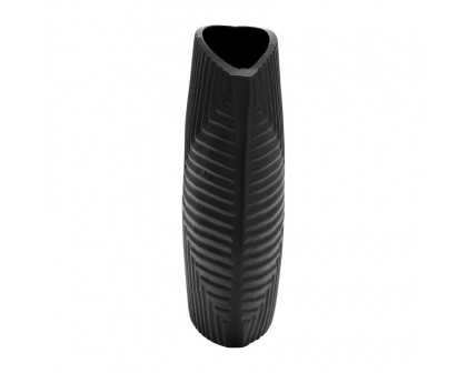 Sagebrook 10" Metal Ribbed Vase - Matte Black