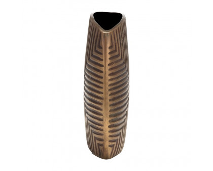 Sagebrook™ 10" Metal Ribbed Vase - Brass Antique