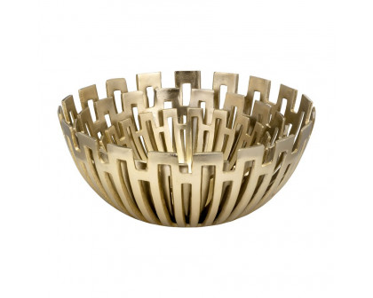 Sagebrook 11"/14"/16" Metal Geometric Bowls (Set Of 3) - Gold