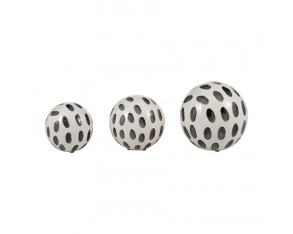 Sagebrook - 4"/5"/6" Ceramic Spotted Orbs (Set Of 3) in Black/White